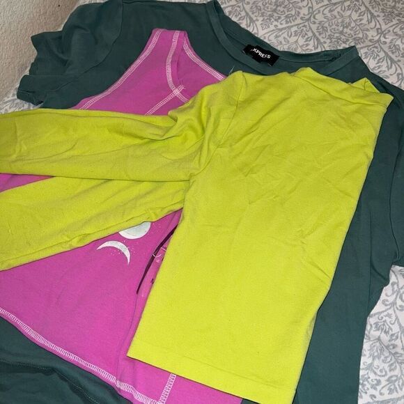 Neon moon phase goth Crop top bundle set size M - Picture 2 of 7